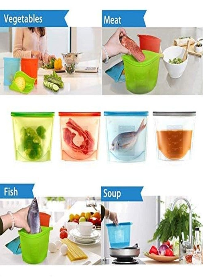 ODMART Silicone Food Storage Airtight Bag Silicon Reusable Storage Container Preservation Leakproof Ziplock Bag for Food, Snack,Vegetable,Meat for Fridge and Microwave freezer Bags (pack of 4) - Image 4