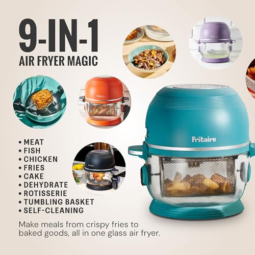 Fritaire Non Toxic Air Fryer™ - Glass AirFryer 5 Quart w/ 360 Visibility, Self-Cleaning, 400F Vortex Air Fryer for Even Cooking, BPA-Free Teflon Free, 9-in-1 Functions, Rotisserie, Roast, Bake, Lavender - Image 2