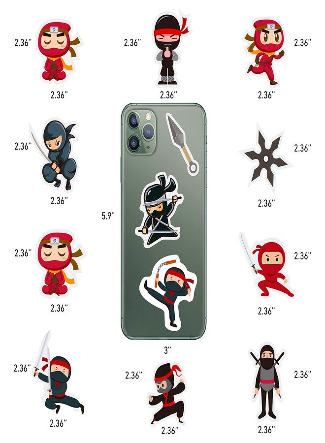 Cleverplay 100 Pack Ninja Stickers for Kids,Ninja Party Favors, Vinyl Waterproof Stickers for Water Bottle Laptop Computer Phone - Image 5