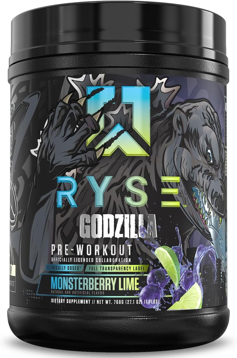 RYSE Up Supplements RYSE Godzilla X Noel Deyzel Pre Workout Powder  Monsterberry Lime  400mg Caffeine High Stim PreWorkout for Men  Women with Citrulline  Beta Alanine  Energy Pump  Focus  2040 Servings - Image 1