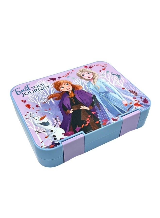 Disney Tiny Wheel Elsa & Anna Kids Bento Lunch Box, 4-Compartment Tritan School Food Container with Double Buckle Locks, Leak-Proof & BPA-Free - Image 2