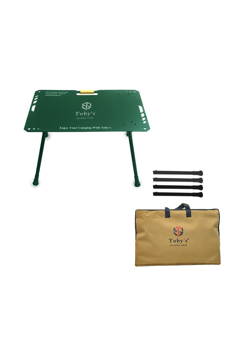 توبيز طقم Toby’s طاولة تخييم ألمنيوم قابلة للطي باللون الأخضر مع فانوس LED كلاسيكي – متين، مدمج، متعدد أوضاع الإضاءة للرحلات والتخييم والأنشطة الخارجية - Image 4