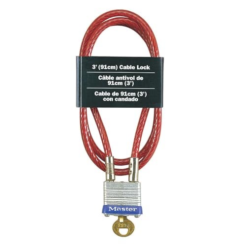 Master Lock 719D Steel Cable with Integrated Outdoor Padlock with Key 1 Pack - Image 1