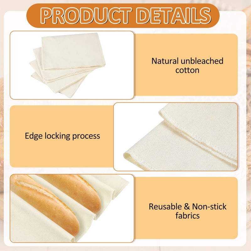 Ninsula 4PCS Tea Towels for Baking Sourdough, 14x18.8 Inch Reusable Thick Bread Towels for Proofing, Bread Cloth for Baguettes, Pastry, Loaves - Image 4