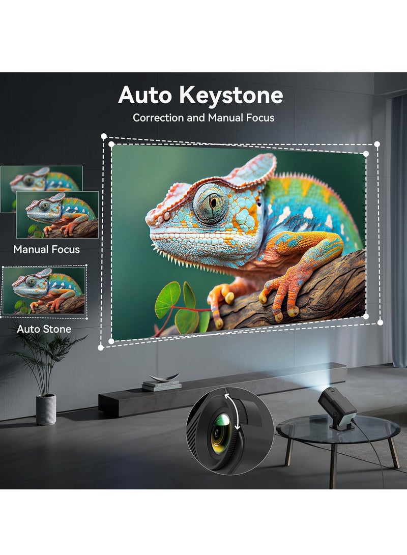 ELTRAZONE 4K Mini Projector with Native 1080P: Android TV 11.0, 10,000 Lumens, WiFi, Bluetooth, and Auto Keystone (Black) - Image 3