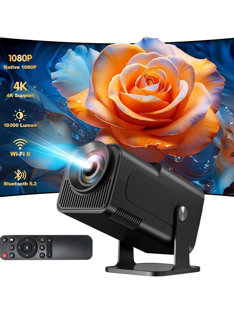 ELTRAZONE 4K Mini Projector with Native 1080P: Android TV 11.0, 10,000 Lumens, WiFi, Bluetooth, and Auto Keystone (Black) - Image 1