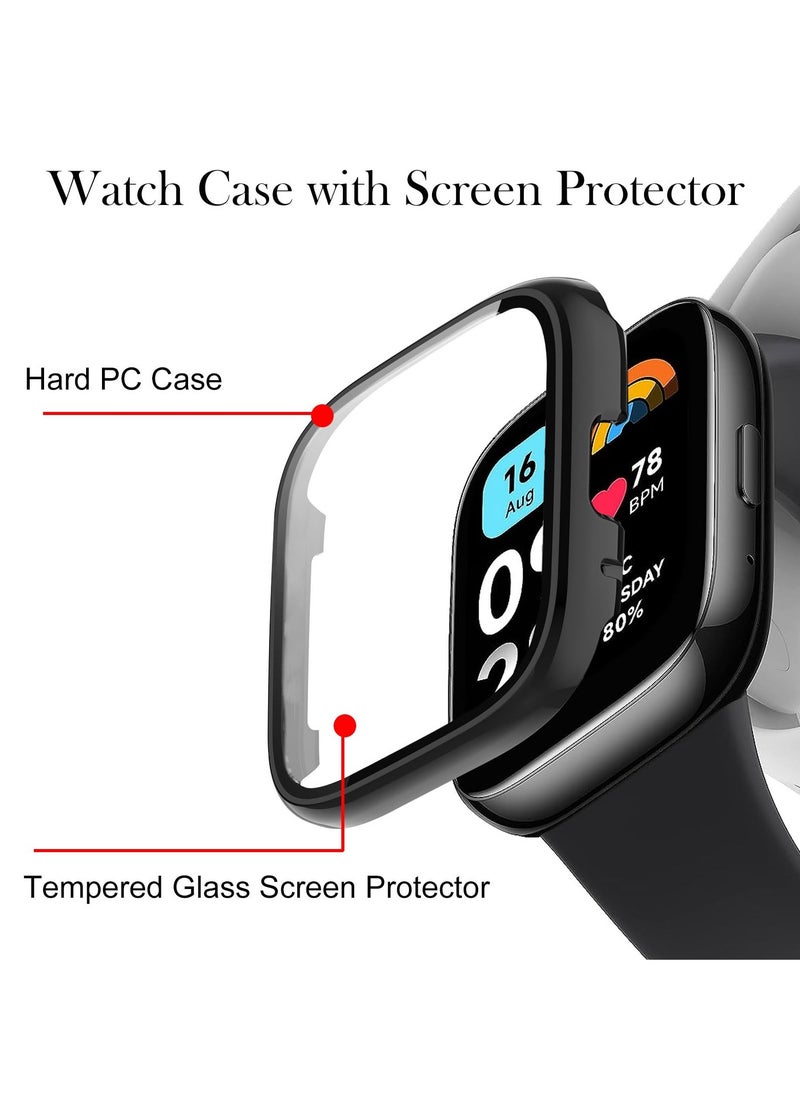 Generic Glass Case Compatible with Xiaomi Redmi Watch 3/3 Lite/3 Active Smartwatch Case Accessories, All Around Hard PC Scratched Resistant Full Protective Cover for Redmi Watch 3,Black  - Image 3