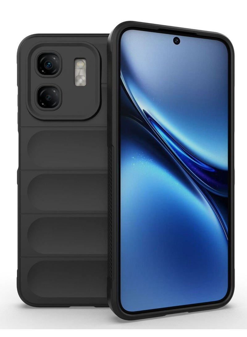 for Infinix Smart 9 / 9HD / Hot50i Case Cover, Heavy Duty 4D Striped Pattern Sensory Soft Silicone Full Portection Shockproof Phone Case for Infinix Smart 9 / 9HD / Hot50i, Black