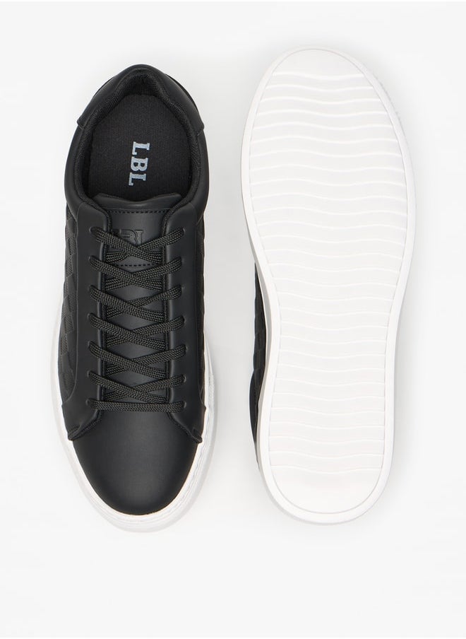 LBL by Shoexpress Monotone Low Ankle Sneakers with Lace-Up Closure  - Image 4