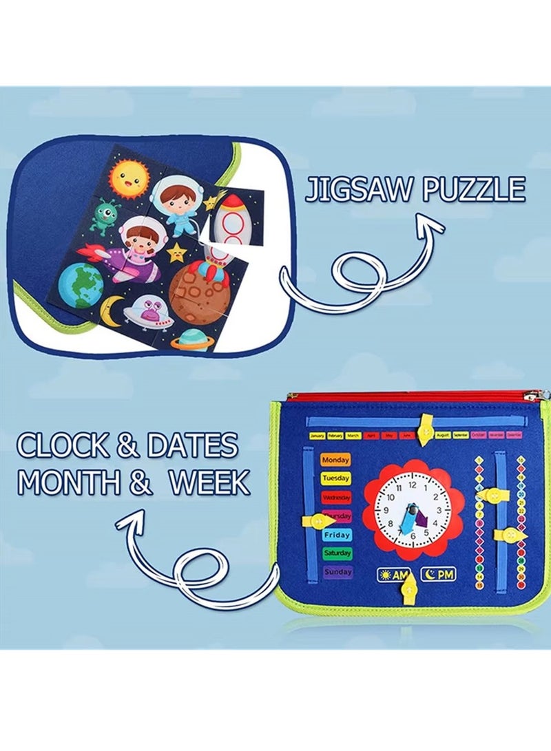 Kids' Felt Learning Board, Early Education Toy for Toddlers, Educational Sensory Dressing Practice Busy Board, Three s Dinosaur - Themed - Image 4