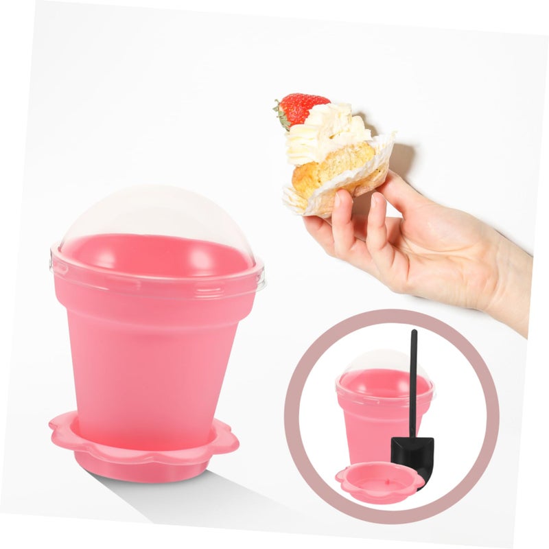 Food Grade Dessert Cups With Lids And Shovels 25 Sets Elegant Flowerpot Style For Birthdays Weddings - Image 5