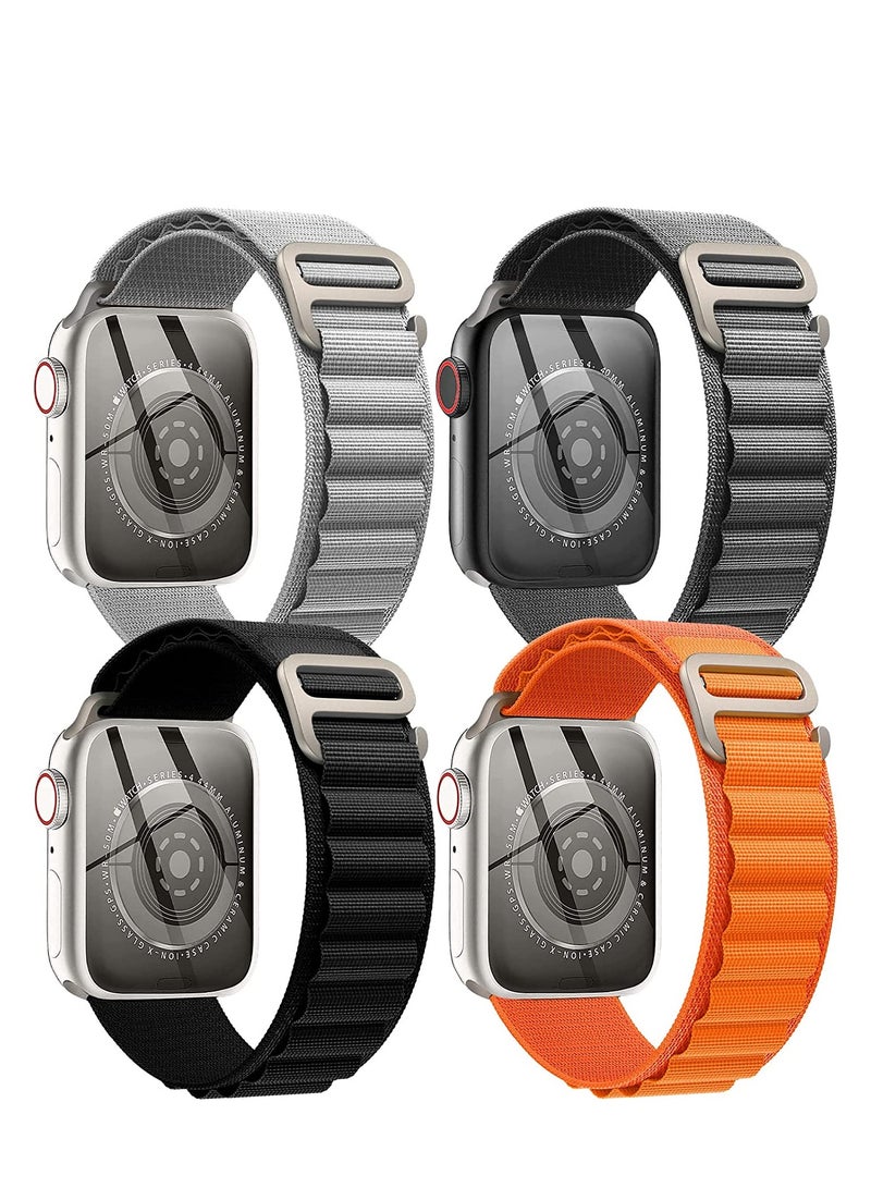 4 Pack Alpine Loop Nylon Band Compatible with Apple Watch Band 42mm 44mm 45mm 49mm Women Men,Adjustable Metal G-Hook Strap for iWatch Ultra Series SE 8/7/6/5/4/3/2/1 - Image 1