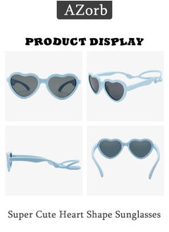 AZorb Baby Sunglasses with Silicone Strap Polarized Heart Shaped Shades TPE Frame Sun Glasses  Adjustable for Kids Boys Girls Toddler Infant Age 0-3 Years Blue  - Image 2