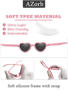 AZorb Baby Sunglasses with Silicone Strap Polarized Heart Shaped Shades TPE Frame Sun Glasses  Adjustable for Kids Boys Girls Toddler Infant Age 0-3 Years Blue  - Image 3
