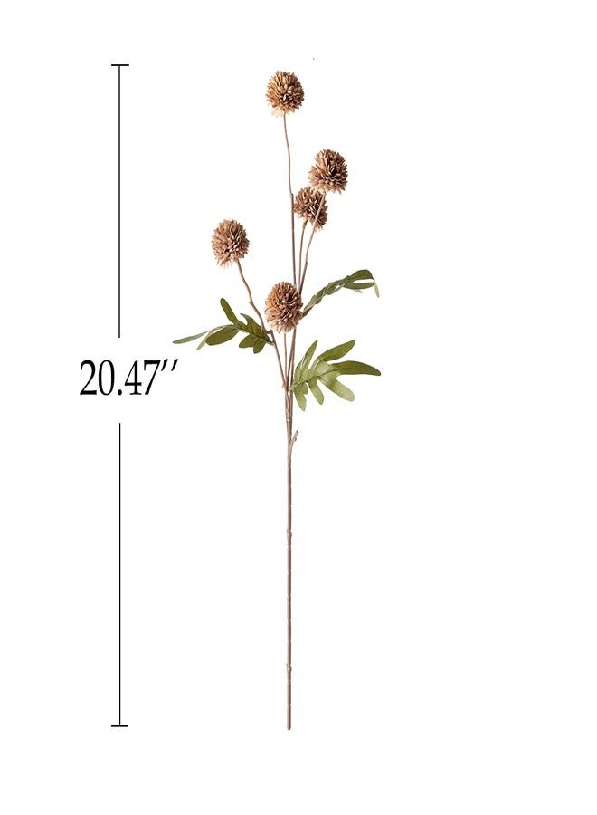 Laelfe Artificial Kiku Flower - 5 Pcs Fake Pompon Mums Silk Small Chrysanthemum Faux Ball Fall Flower Stem Decor for Autumn Wedding Filler DIY Bouquet Centerpieces Arrangements Shower (Coffee) - Image 3