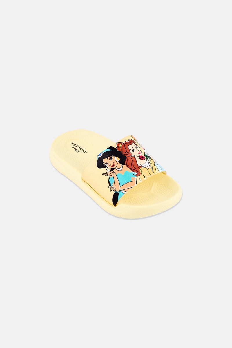 Disney Toddlers Girl Princess Slip On Slides, Yellow - Image 1
