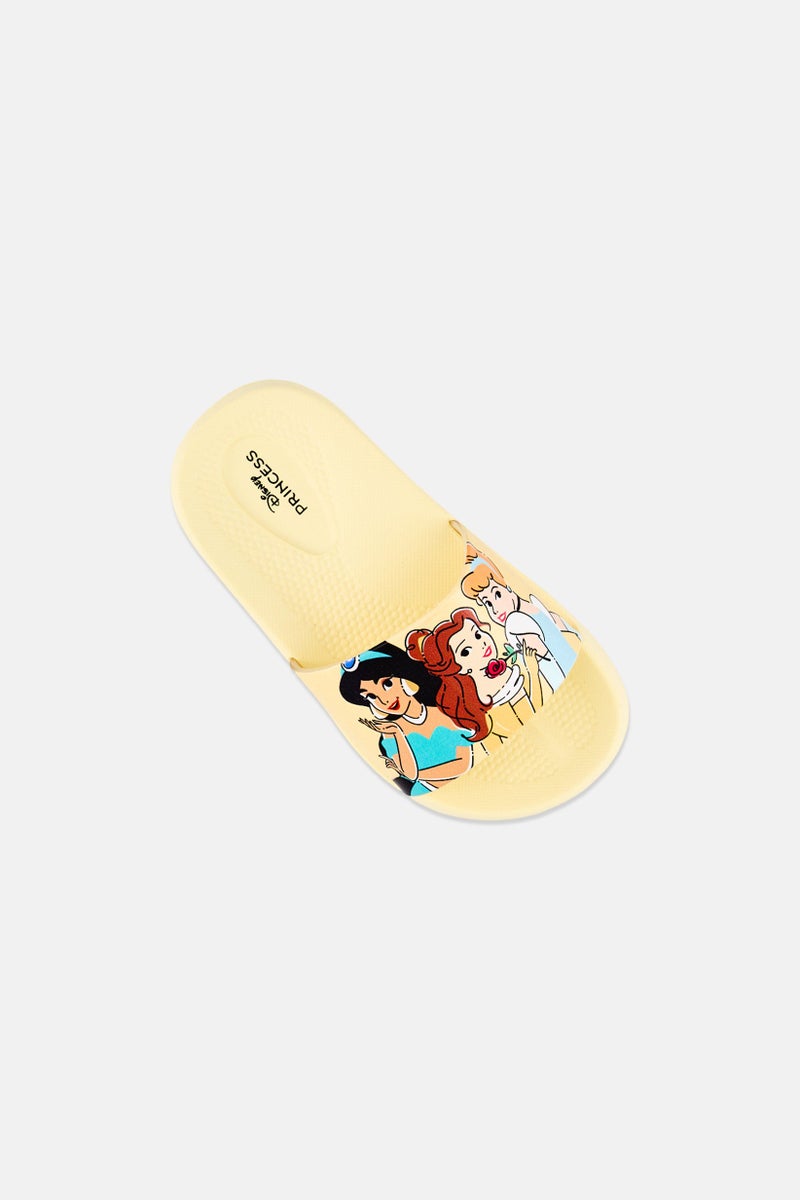 Disney Toddlers Girl Princess Slip On Slides, Yellow - Image 3