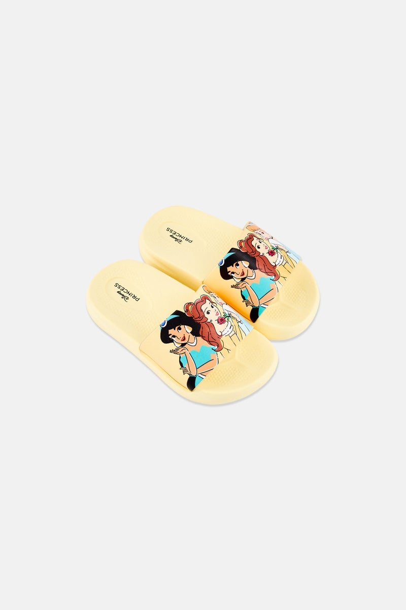Disney Toddlers Girl Princess Slip On Slides, Yellow - Image 4