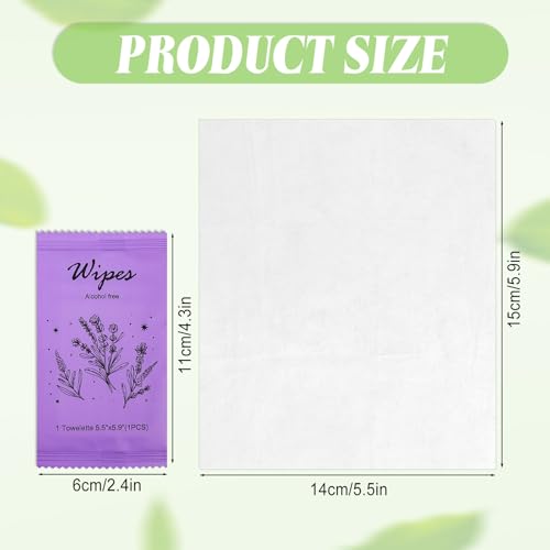Twoworld Individual Hand Wipes Wet Wipes Travel Size,Wet Wipes Individually Wrapped Bulk Cleansing Travel Size Wipes for Wedding Travel Restaurant Barbecue (1 Count (Pack of 60), Lavender) - Image 2
