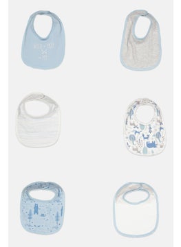 Rene Rofe Toddlers Girl 6 Pcs Allover Print Bib, Blue/White  - Image 1