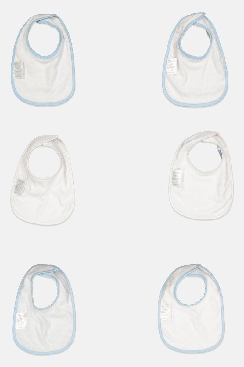 Toddlers Girl 6 Pcs Allover Print Bib, Blue/White
