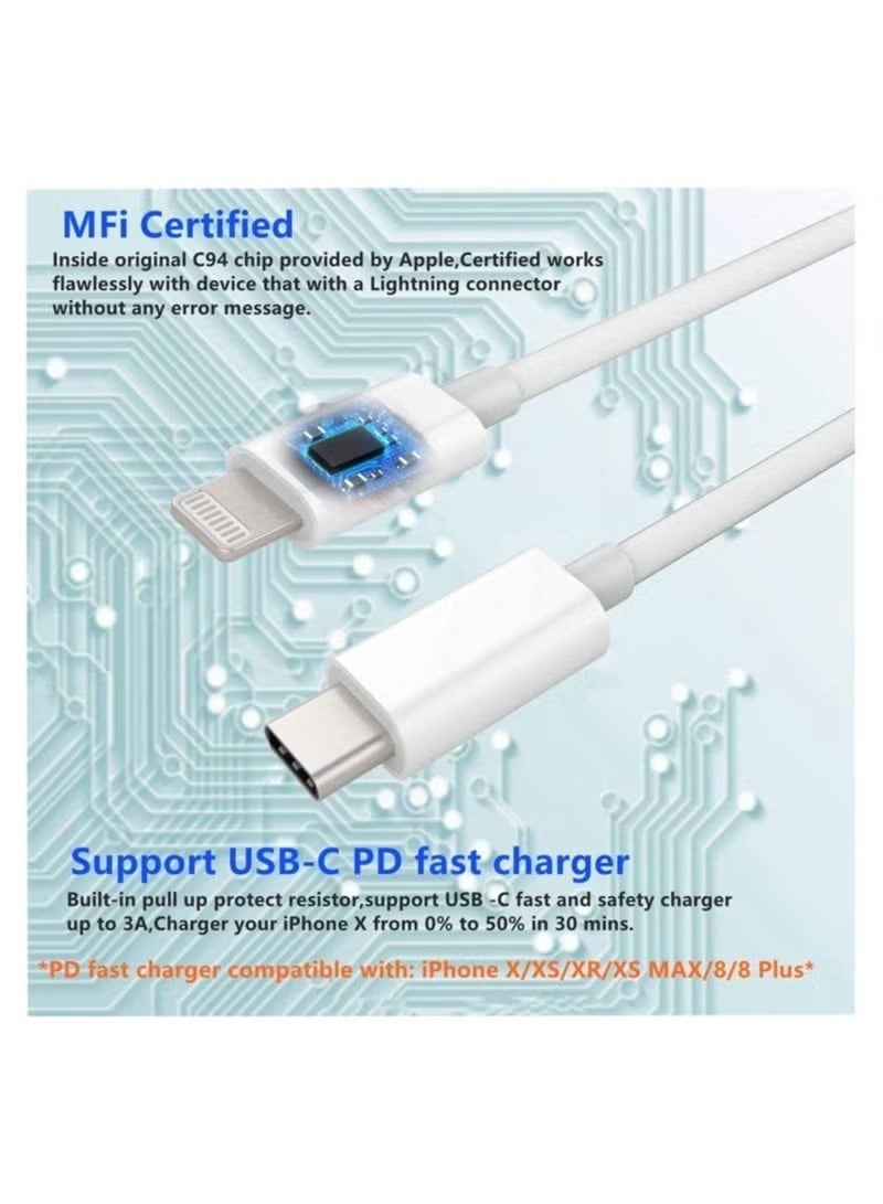 ACLIX Lightning Cable Fast Charging and Hi-Speed Syncing Cord Compatible with Apple iPhone X/XS/XR/XS MAX/8/8 Plus/iPad White - Image 2