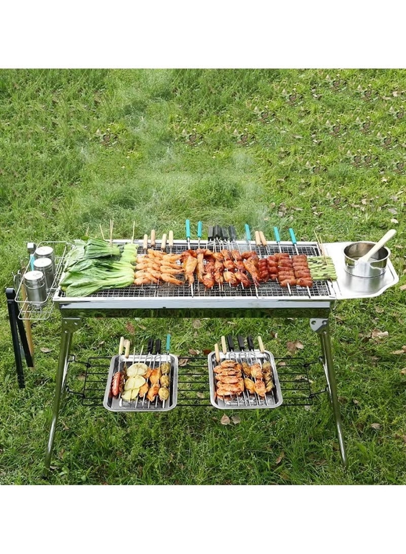 Huitich 100CM Portable Stainless Steel Charcoal BBQ Grill with Accessories & Storage Rack (100×28×76 CM) - Image 3