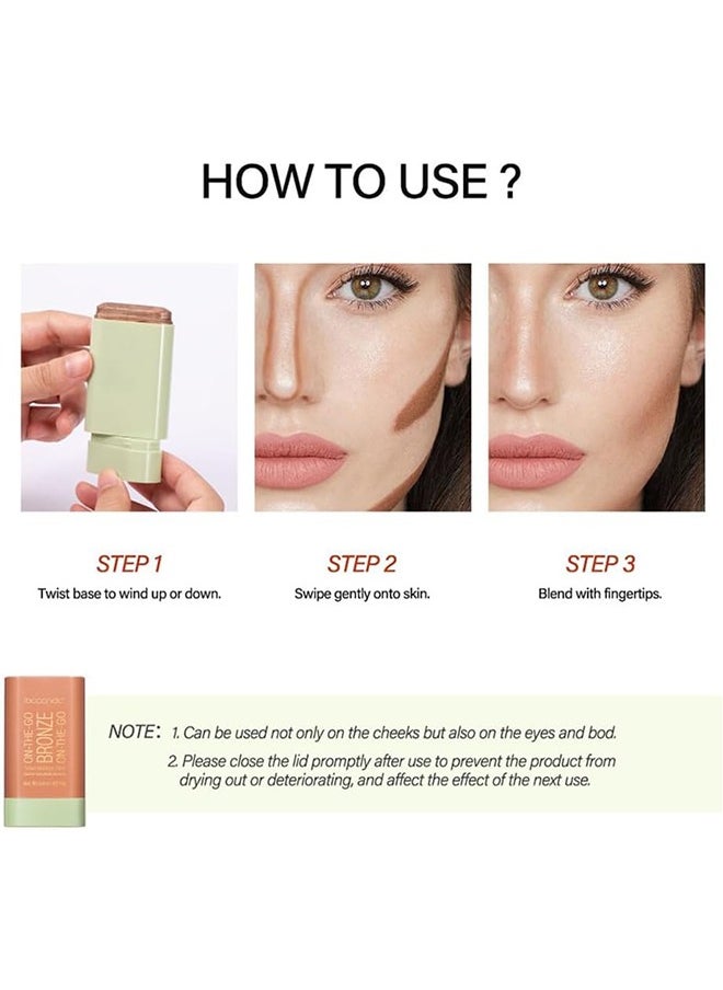 4 Pack Creamy Highlighter Blush Stick, Contour Sticks, Long Lasting Waterproof Blush Stick, Easy to Sculpt the Face and Create a Lightweight Finishing Makeup (Soft Glow)