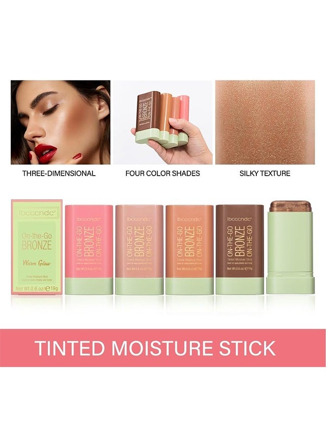4 Pack Creamy Highlighter Blush Stick, Contour Sticks, Long Lasting Waterproof Blush Stick, Easy to Sculpt the Face and Create a Lightweight Finishing Makeup (Soft Glow)