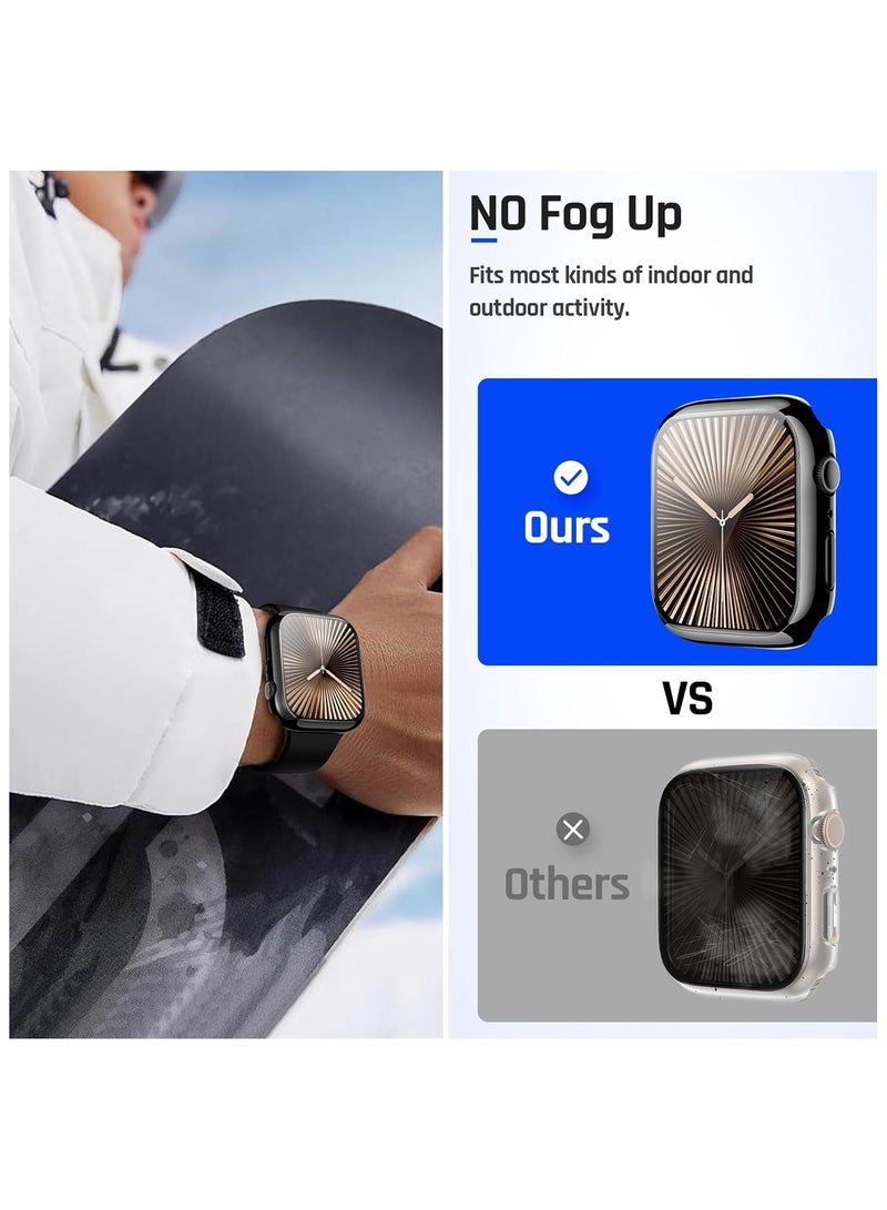 Full-Body Waterproof Protective Case for Apple Watch Series 10 46mm  Tempered Glass Screen Protector with Hard PC Bumper Slim Matte Black Design Compatible with iWatch Accessories - Image 4
