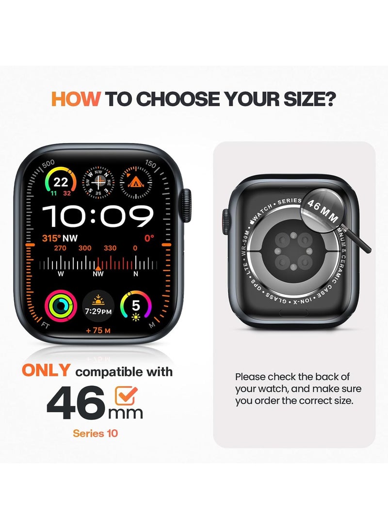 Full-Body Waterproof Protective Case for Apple Watch Series 10 46mm  Tempered Glass Screen Protector with Hard PC Bumper Slim Matte Black Design Compatible with iWatch Accessories - Image 2