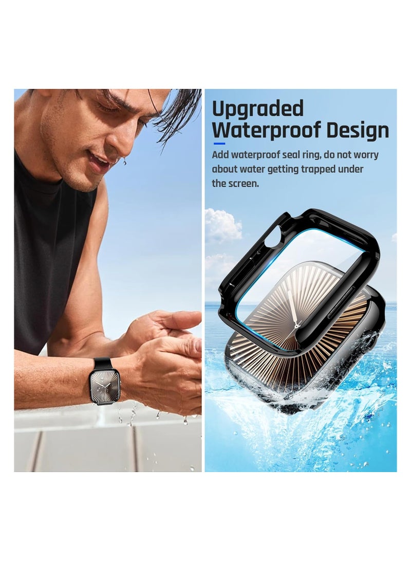 Full-Body Waterproof Protective Case for Apple Watch Series 10 46mm  Tempered Glass Screen Protector with Hard PC Bumper Slim Matte Black Design Compatible with iWatch Accessories - Image 3