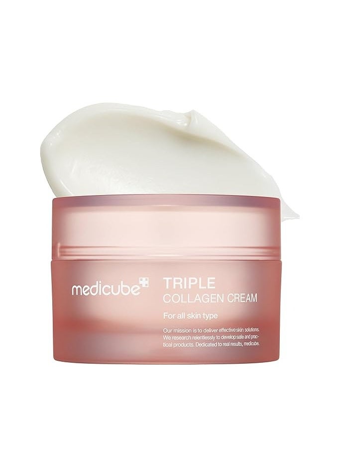Medicube medicube Triple Collagen Cream - Hydrating & Firming Moisturizer with Hyaluronic Acid, Premium Elastin, Shea Butter - Wrinkle Care & Boosts Elasticity - Korean Skincare, 1.69 oz  - Image 1