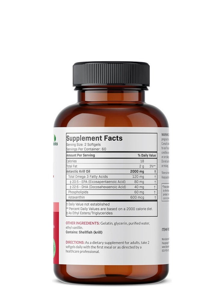 Futurebiotics Antarctic Krill Oil 1000mg with Omega-3s EPA, DHA, Astaxanthin and Phospholipids - Premium Krill Oil Heavy Metal Tested, Non GMO – 120 Softgels - Image 2