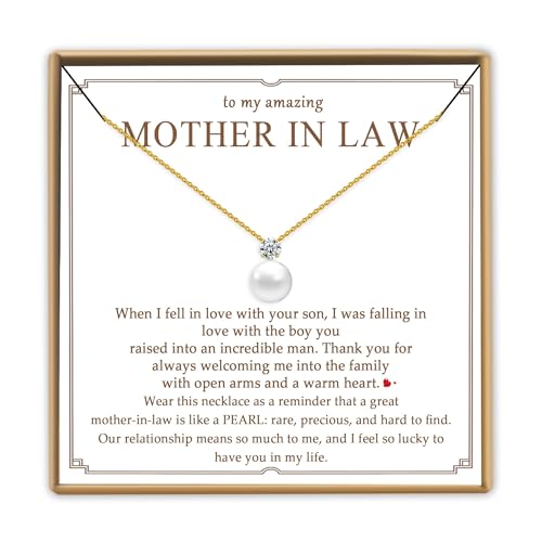 PEALICIOUS Mother in Law Necklace White Pearl Necklace as Mother in Law Wedding Gifts from Bridal Son, Mom of the Groom Gifts from Daughter for Future Mom Birthday as Mommy Jewelry Collars - Image 1