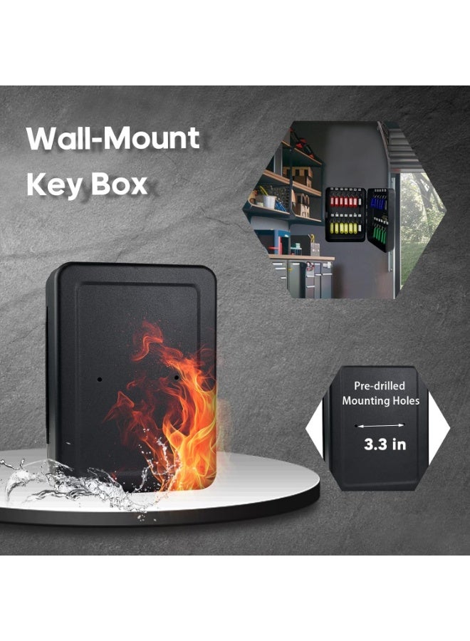 يلا جوي صندوق قفل لتخزين 28 مفتاحًا مع رمز، منظم خزانة المفاتيح مثبت على الحائط مع قفل مركب للمنازل والممتلكات والفنادق والشركات، منظم مفاتيح مع خطافات وملصقات للمفاتيح، (11 × 9.8 × 3 بوصة، أسود) - Image 5