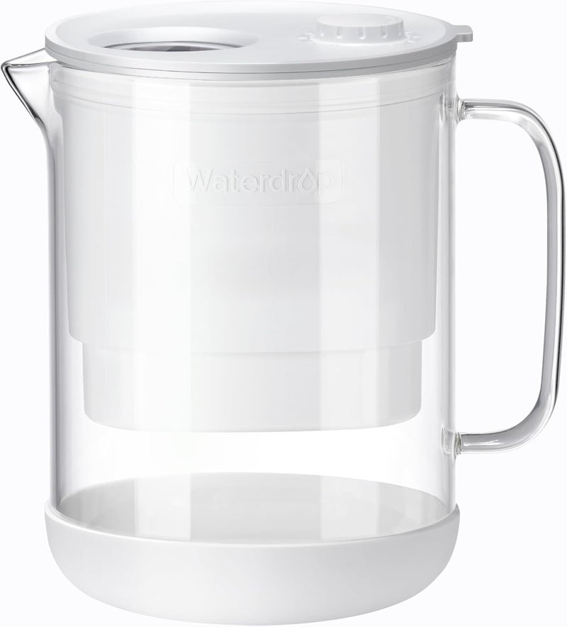 Waterdrop Glass Water Filter Pitcher with 1 Filter, Eco-Friendly, with NSF 53&42&372 Certified Filter, 7-Cup, Reduces PFOA/PFOS, Chlorine, Cadmium, Copper, Mercury, BPA Free, Easy to Clean, White - Image 1