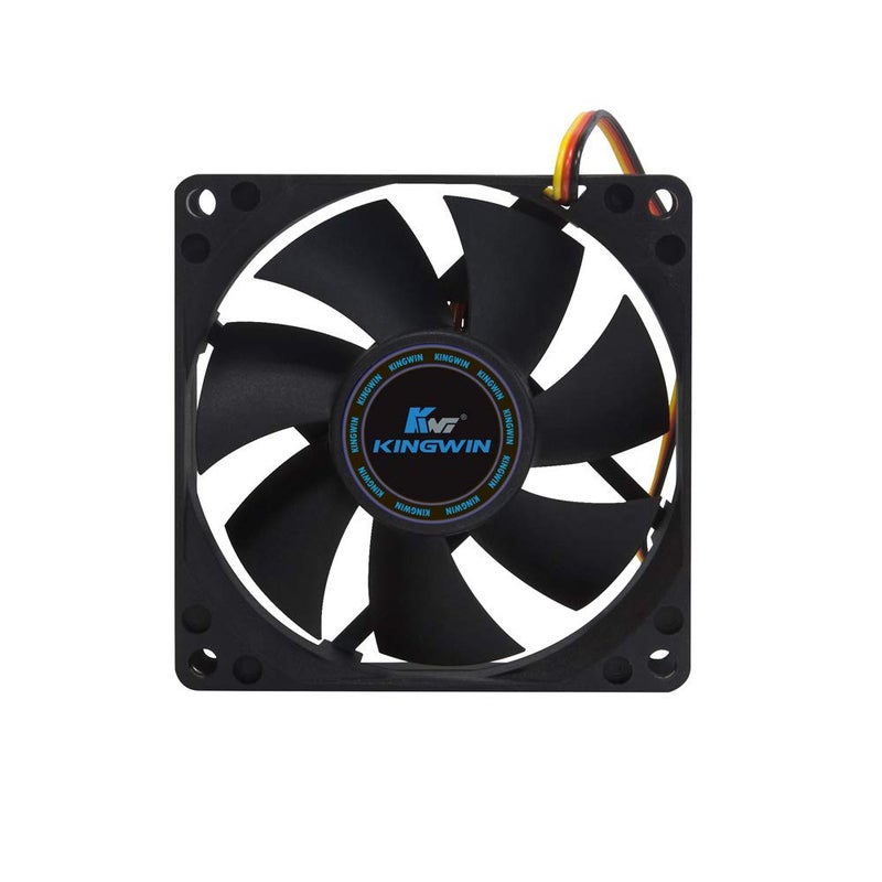 KingWin 80mm Silent Fan – Quiet PC Cooling Fan for Computer Cases, CPU Coolers, Mining Rigs – Long Life Bearing, Maximum Airflow, Low Noise, 80mm Computer Case Fan – Black - Image 2