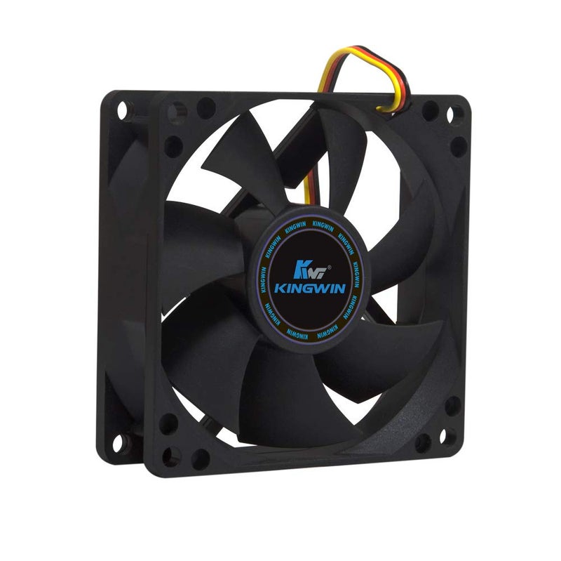 KingWin 80mm Silent Fan – Quiet PC Cooling Fan for Computer Cases, CPU Coolers, Mining Rigs – Long Life Bearing, Maximum Airflow, Low Noise, 80mm Computer Case Fan – Black - Image 1