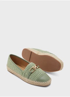 ELLA Metal Trim Frayed Edge Raffia Espadrille  - Image 3