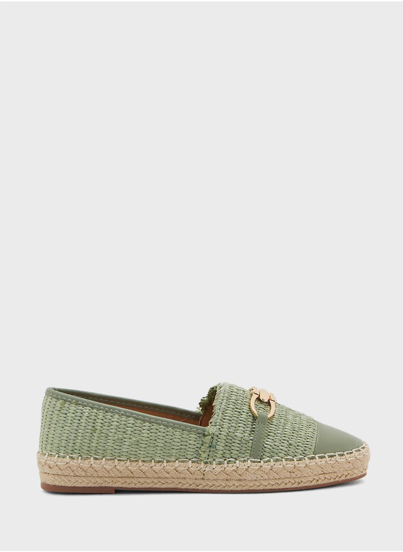 ELLA Metal Trim Frayed Edge Raffia Espadrille  - Image 1