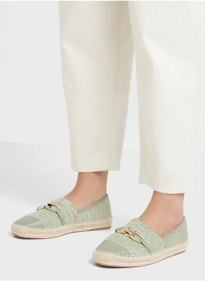 ELLA Metal Trim Frayed Edge Raffia Espadrille