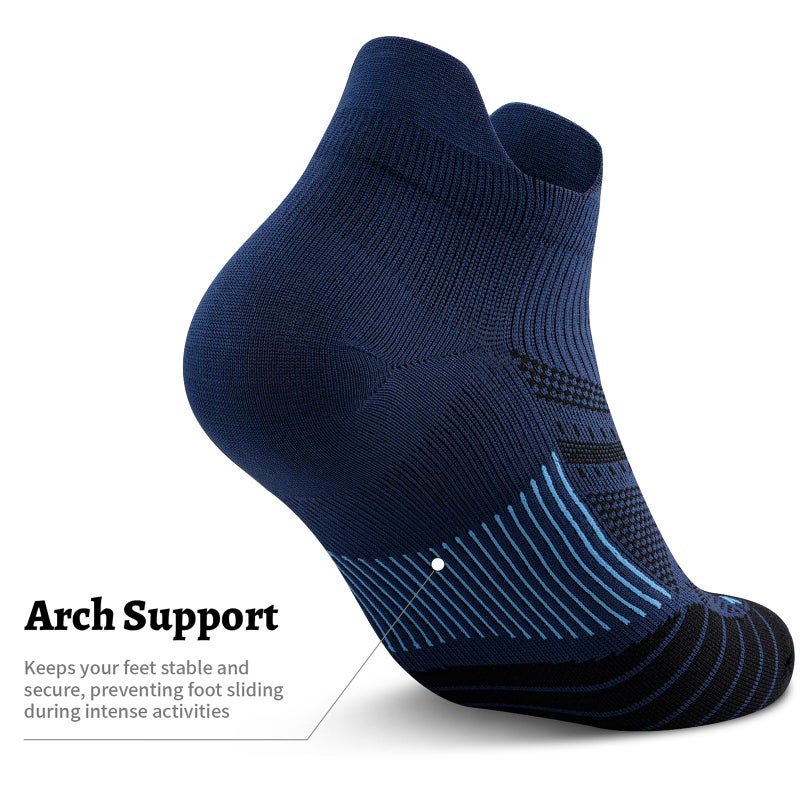PAPLUS Low Cut Compression Socks for Men and Women (6 Pairs),, No Show Ankle Running Socks with Arch Support for Plantar Fasciitis, Cyling, Athletic, Flight, Travel, Nurses. Navy L/XL - Image 5