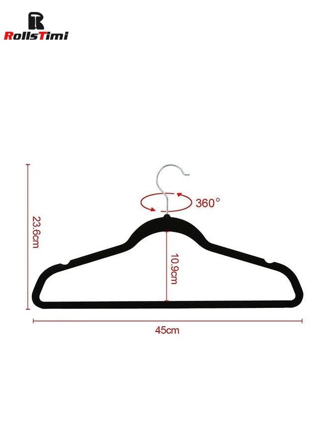 RollsTimi  50-Piece Nonslip 360-Degree-Swivel Hook Velvet Hangers Black  - Image 5