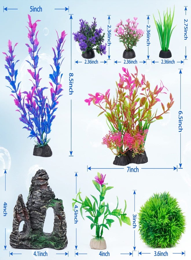 Ameliade Aquarium Artificial Plastic Plants Decorations and Rock Cave Decor Set Goldfish Betta Fish Tank Accessories Small Large Fish Bowl Ornaments - Image 2