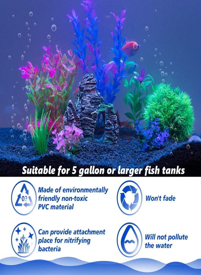 Ameliade Aquarium Artificial Plastic Plants Decorations and Rock Cave Decor Set Goldfish Betta Fish Tank Accessories Small Large Fish Bowl Ornaments - Image 4