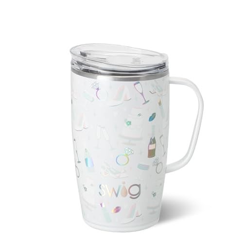Swig Life 18oz Travel Mug Insulated Tumbler with Handle and Lid Cup Holder Friendly Dishwasher Safe Stainless Steel Travel Coffee Cup Bride to Be - Image 1