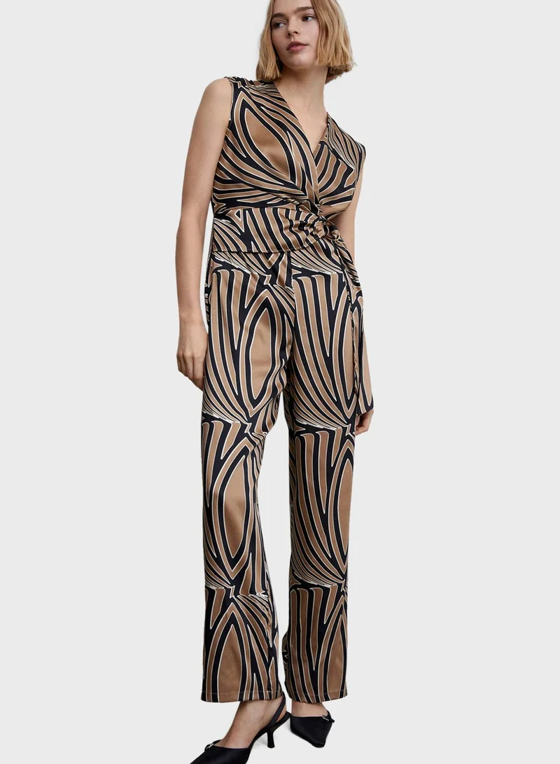 MANGO Surplice Neck Ring Detail Jumpsuit