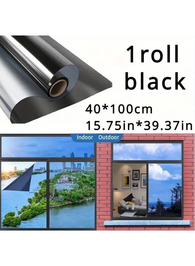 فيلم النوافذ الأسود الثابت 40x100 سم لخصوصية المرآة حجب الضوء النهاري تقليل الوهج - Image 3