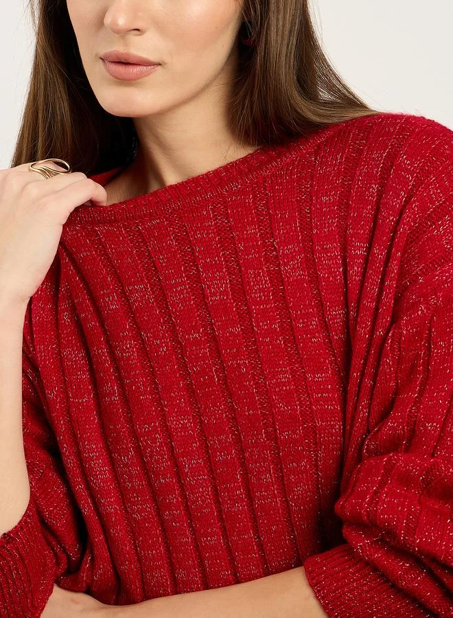 Femmella Red Lurex Knit Sweater